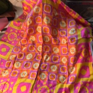 Vintage Vera silk scarf pink and yellow